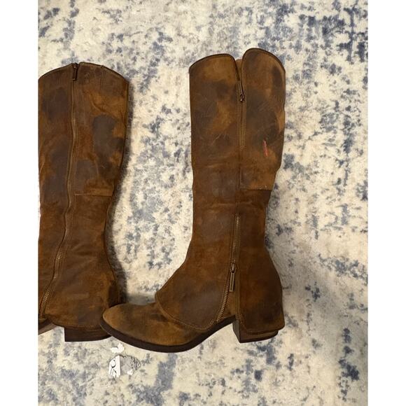 Donald Pliner Distressed Brown Leather Mid-Calf Boots Side Zip Women’s 10M - Picture 11 of 12